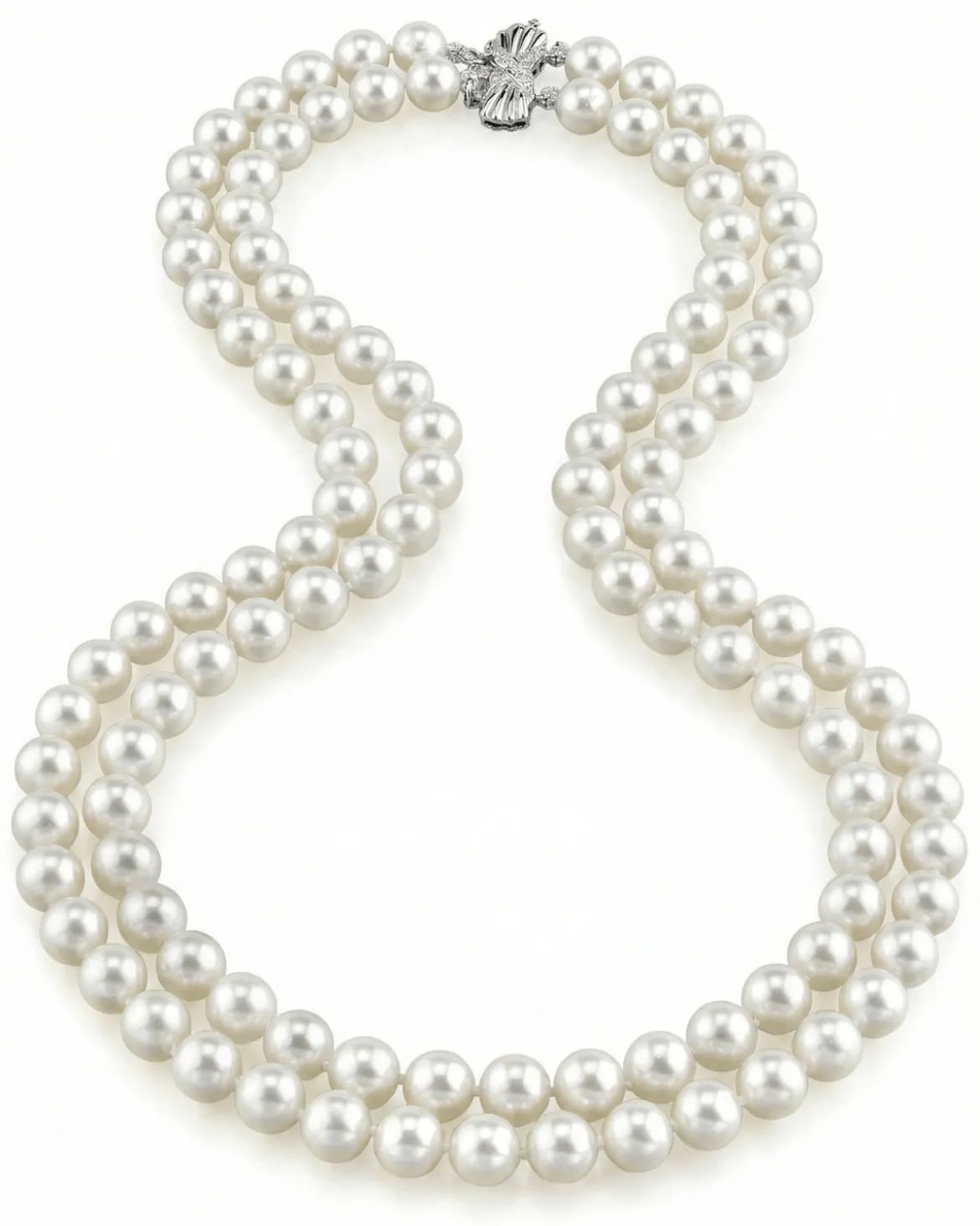 8.0-8.5mm Double Strand White Freshwater Pearl Necklace