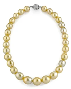 11-14mm Drop-Shape Golden South Sea Pearl Necklace - AAA Quality
