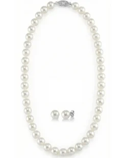 7-8mm Freshwater Choker Length Pearl Necklace & Earrings