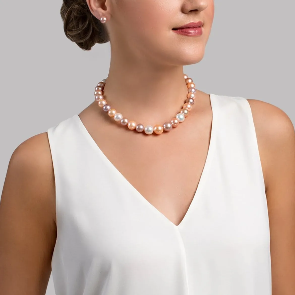 11.5-12.5mm Freshwater Multicolor Pearl Necklace - AAA Quality