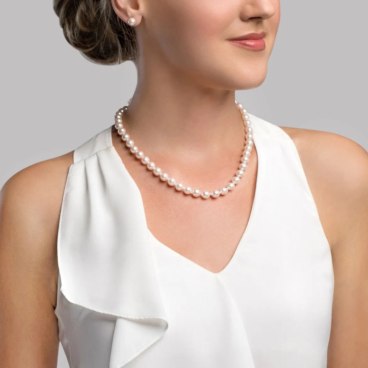 8.0-8.5mm Freshwater Pearl Necklace & Earrings