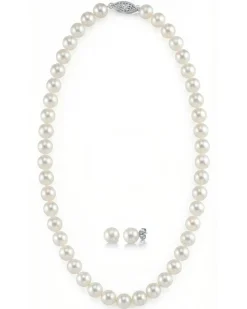 8.5-9.5mm Freshwater Pearl Necklace & Earrings