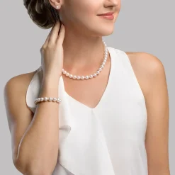 8.5-9.5mm Freshwater Pearl Necklace, Bracelet & Earrings