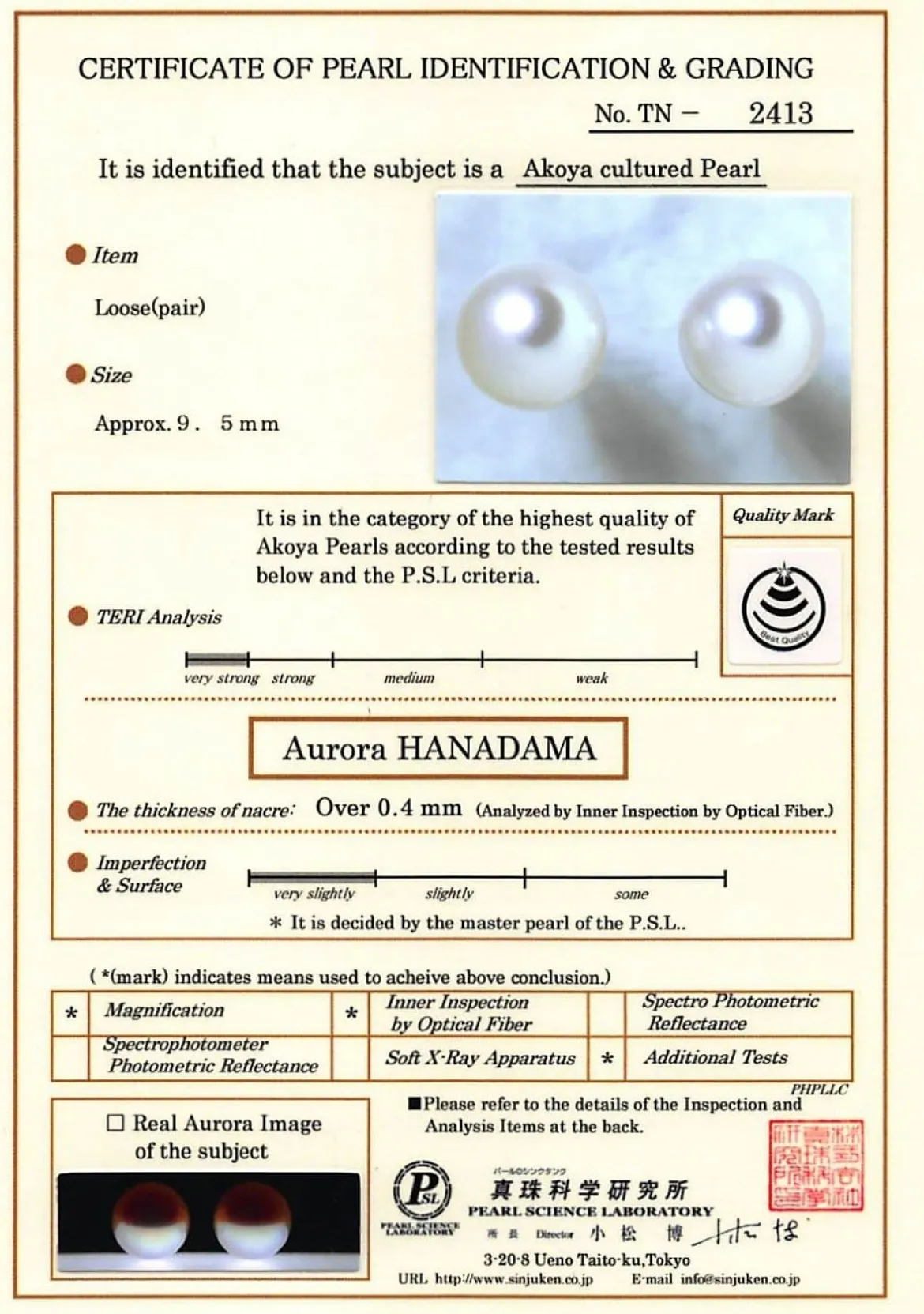 9.5-10mm Hanadama Akoya Round Pearl Stud Earrings