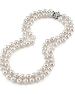 9.0-9.5mm Hanadama Akoya White Pearl Double Strand Necklace