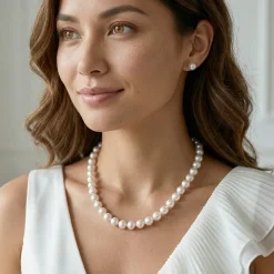 8.0-8.5mm Hanadama Pearl Necklace and Earring Set