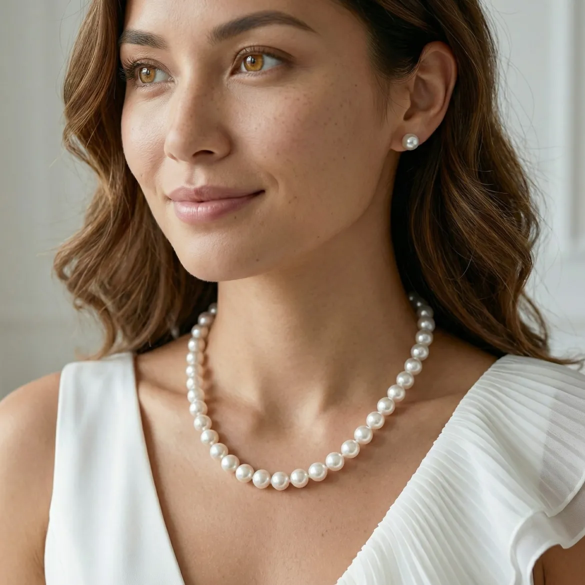 8.0-8.5mm Hanadama Pearl Necklace and Earring Set