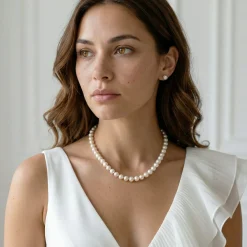 8.0-8.5mm Hanadama Pearl Necklace and Earring Set
