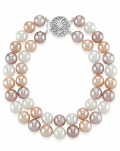 6.5-7mm Multicolor Freshwater Double Pearl Bracelet - AAA Quality