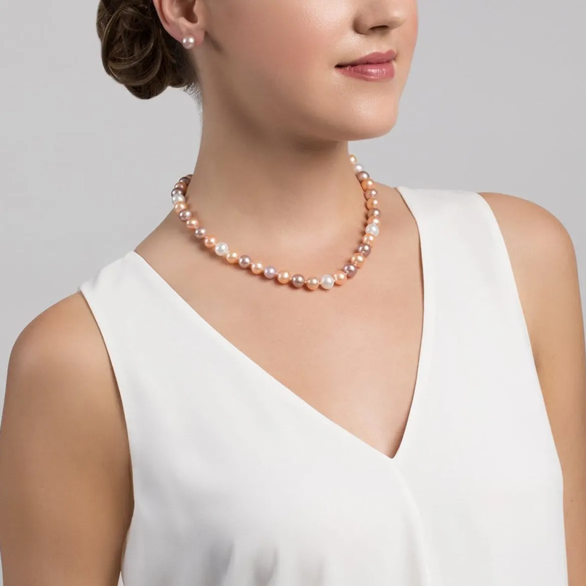 9.5-10.5mm Multicolor Freshwater Pearl Necklace - AAA Quality