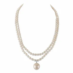 4.5-5.0mm Oval White Freshwater Pearl Double Strand Necklace