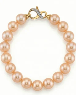 9.5-10.5mm Peach Freshwater Pearl Bracelet - AAAA Quality