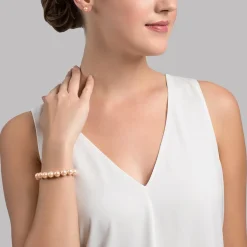 9.5-10.5mm Peach Freshwater Pearl Bracelet - AAAA Quality