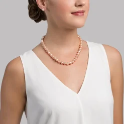 8.5-9.5mm Peach Freshwater Pearl Necklace - AAA Quality