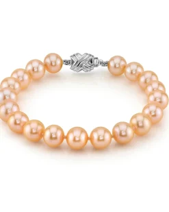 8.0-8.5mm Peach Freshwater Pearl Bracelet - AAA Quality