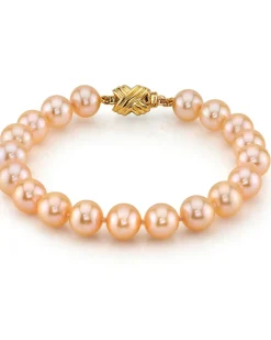 8.0-8.5mm Peach Freshwater Pearl Bracelet - AAA Quality