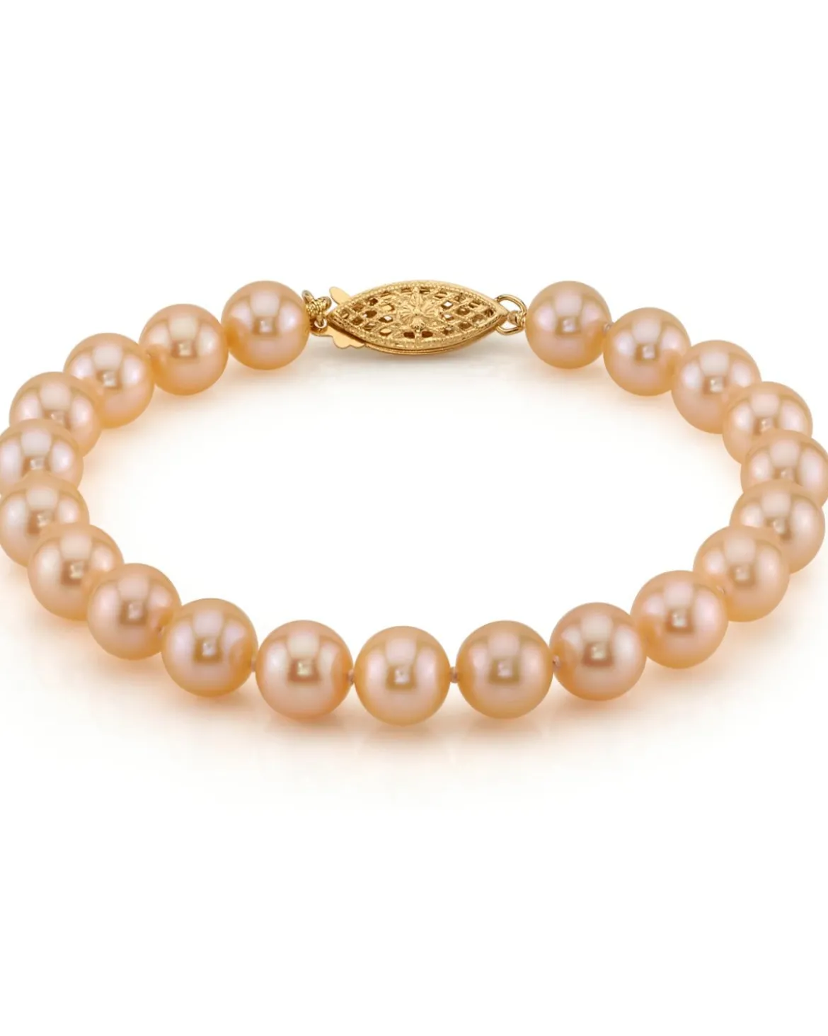 7.0-7.5mm Peach Freshwater Pearl Bracelet - AAAA Quality