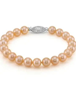 7.0-7.5mm Peach Freshwater Pearl Bracelet - AAAA Quality