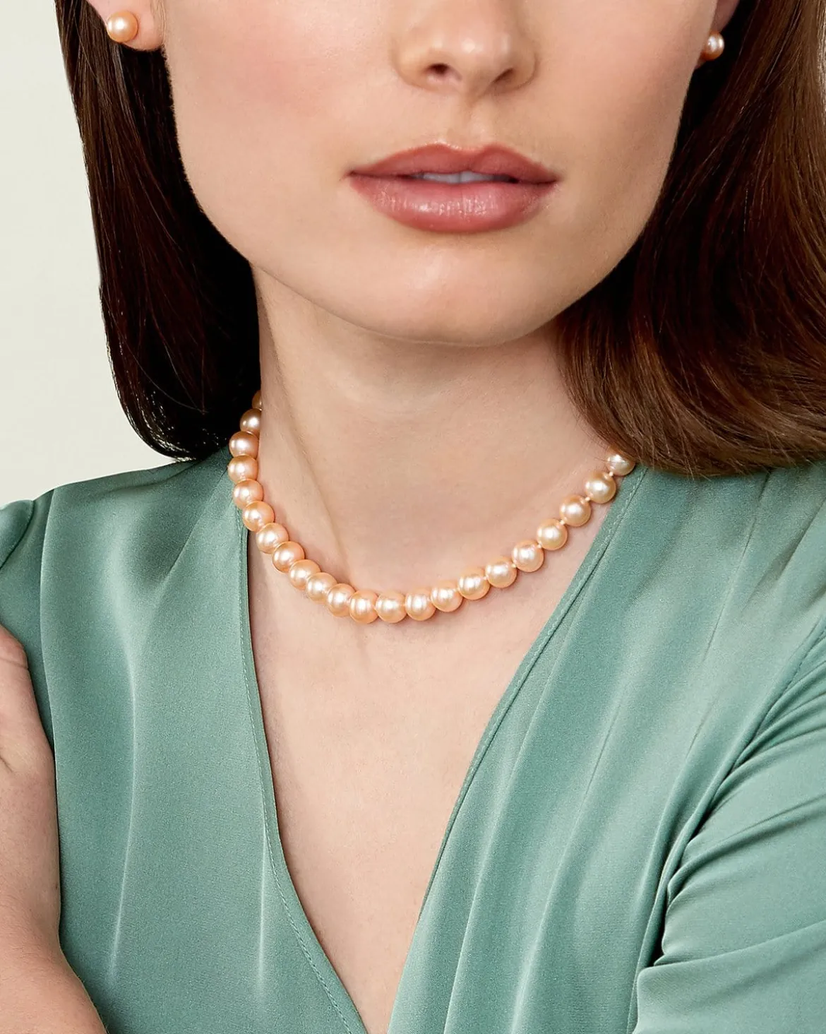 8.0-8.5mm Peach Freshwater Pearl Necklace - AAA Quality