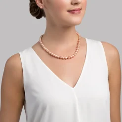 8.0-8.5mm Peach Freshwater Pearl Necklace - AAA Quality