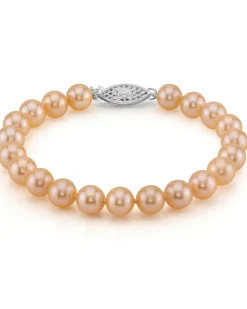 7.0-7.5mm Peach Freshwater Pearl Bracelet - AAA Quality
