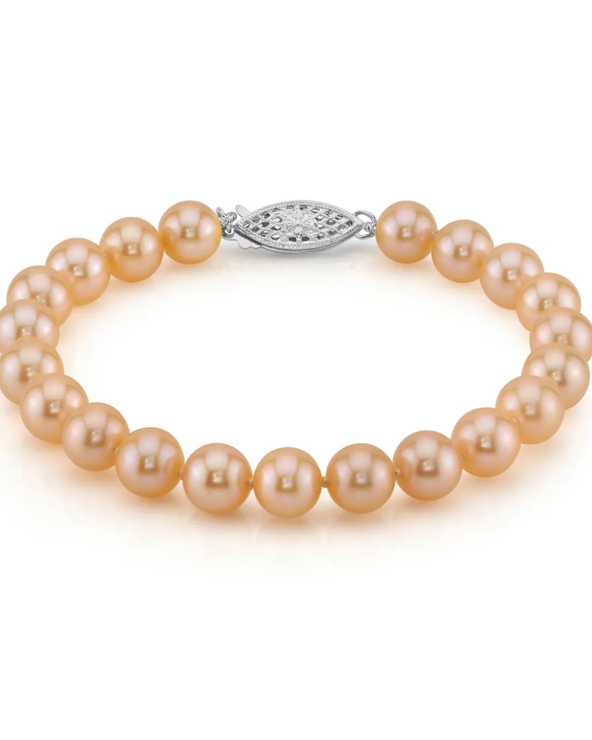 7.0-7.5mm Peach Freshwater Pearl Bracelet - AAA Quality