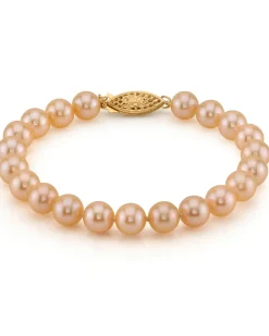 7.0-7.5mm Peach Freshwater Pearl Bracelet - AAA Quality