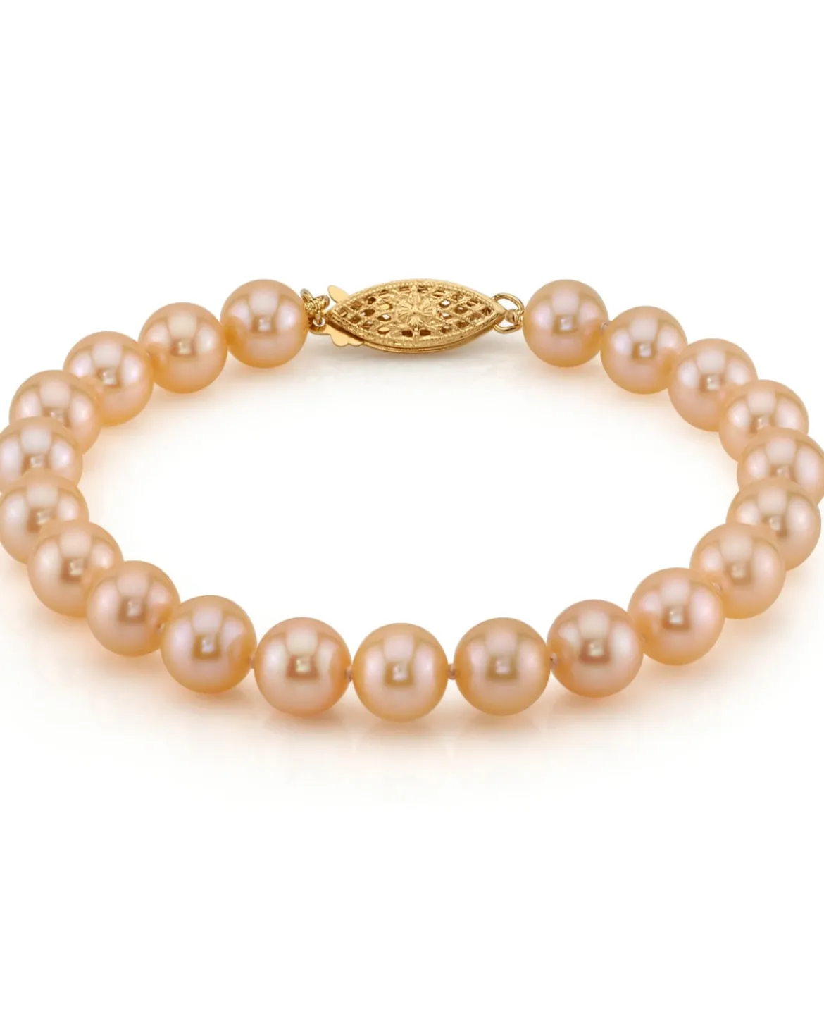 7.0-7.5mm Peach Freshwater Pearl Bracelet - AAA Quality