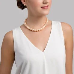 11.5-12.5mm Peach Freshwater Pearl Necklace - AAA Quality