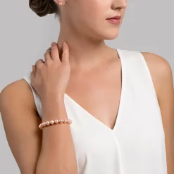 8.5-9.5mm Peach Freshwater Pearl Bracelet - AAA Quality