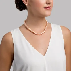 10.5-11.5mm Peach Freshwater Pearl Necklace - AAA Quality