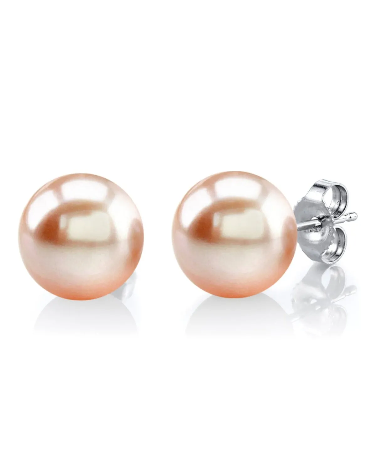 10mm Peach Freshwater Round Pearl Stud Earrings