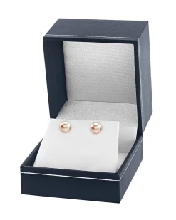 7mm Peach Freshwater Round Pearl Stud Earrings