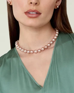 9.5-10.5mm Pink Freshwater Pearl Necklace - AAAA Quality