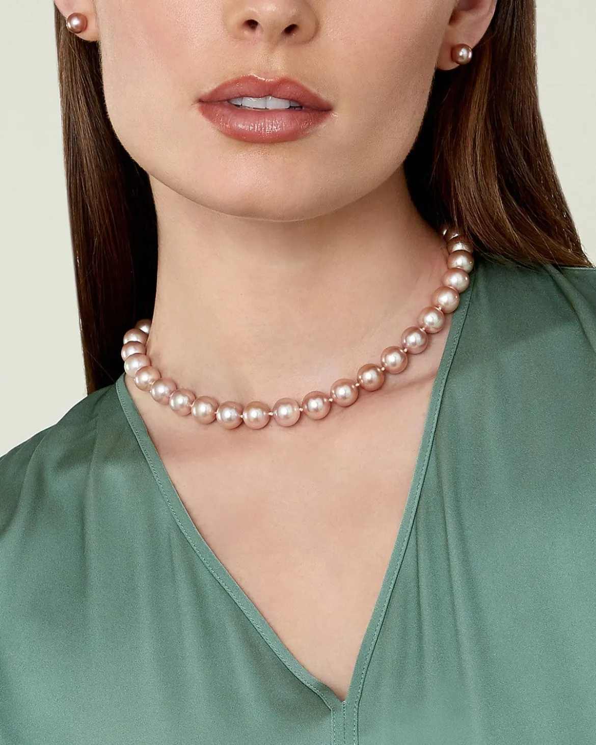 9.5-10.5mm Pink Freshwater Pearl Necklace - AAAA Quality