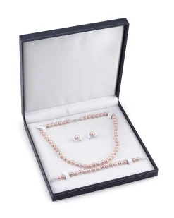 6.5-7.0mm Pink Freshwater Pearl Necklace, Bracelet & Earrings