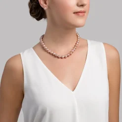 10.5-11.5mm Pink Freshwater Pearl Necklace - AAA Quality