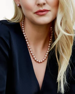 8.0-8.5mm Pink Freshwater Pearl Necklace & Earrings