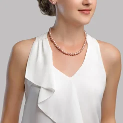 7.0-7.5mm Pink Freshwater Pearl Choker Length Necklace
