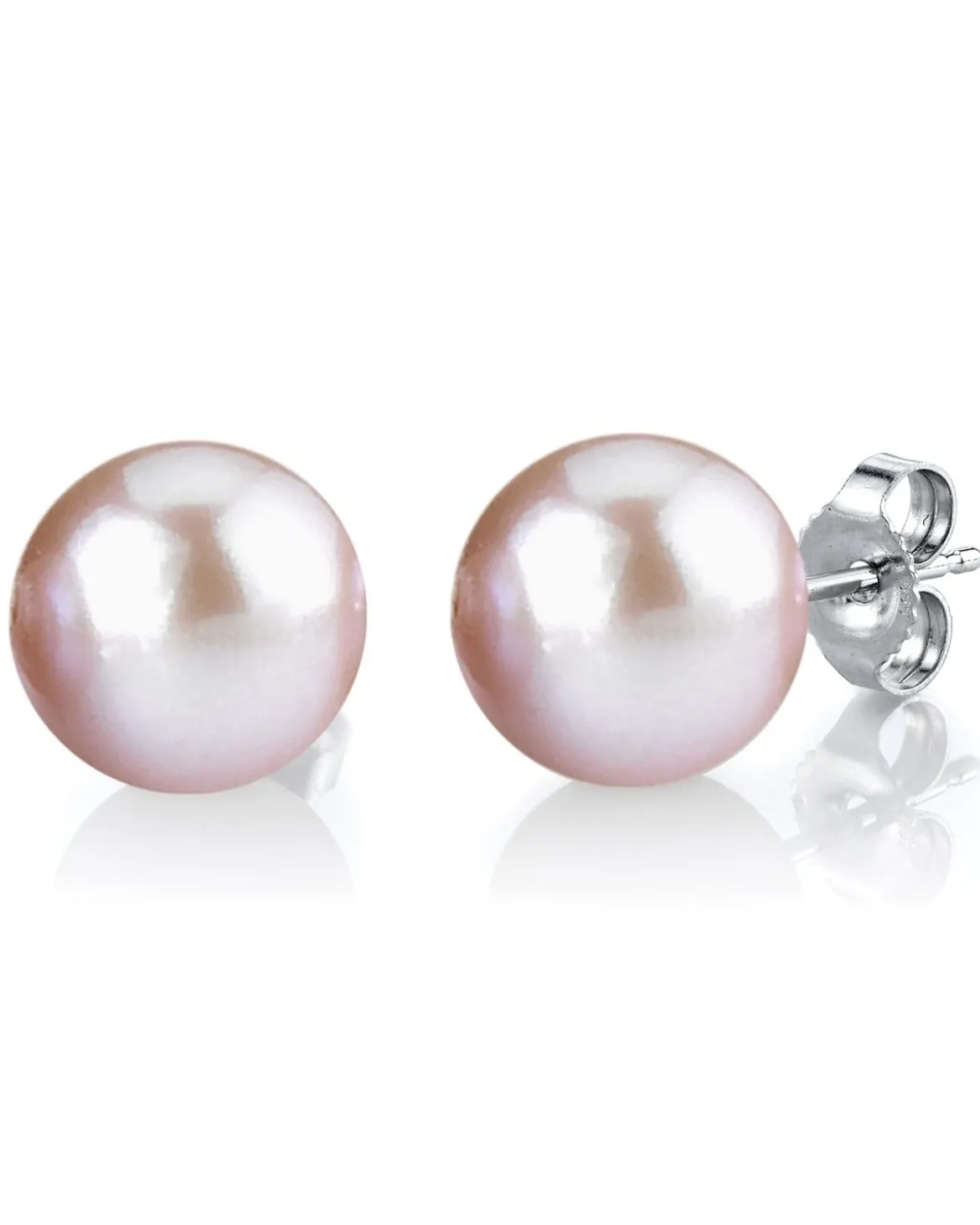 12mm Pink Freshwater Round Pearl Stud Earrings