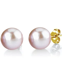 11mm Pink Freshwater Round Pearl Stud Earrings