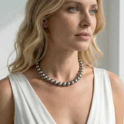 11-13mm Silver Tahitian South Sea Pearl Necklace - AAAA Quality