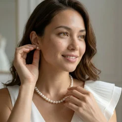 5.0-5.5mm White Akoya Round Pearl Stud Earrings