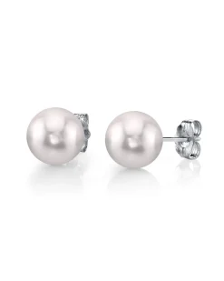 5.0-5.5mm White Akoya Round Pearl Stud Earrings