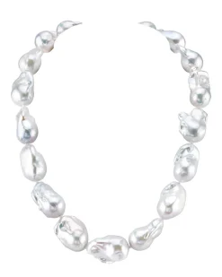 13-16mm White Baroque Freshwater Pearl Necklace - AAA Quality