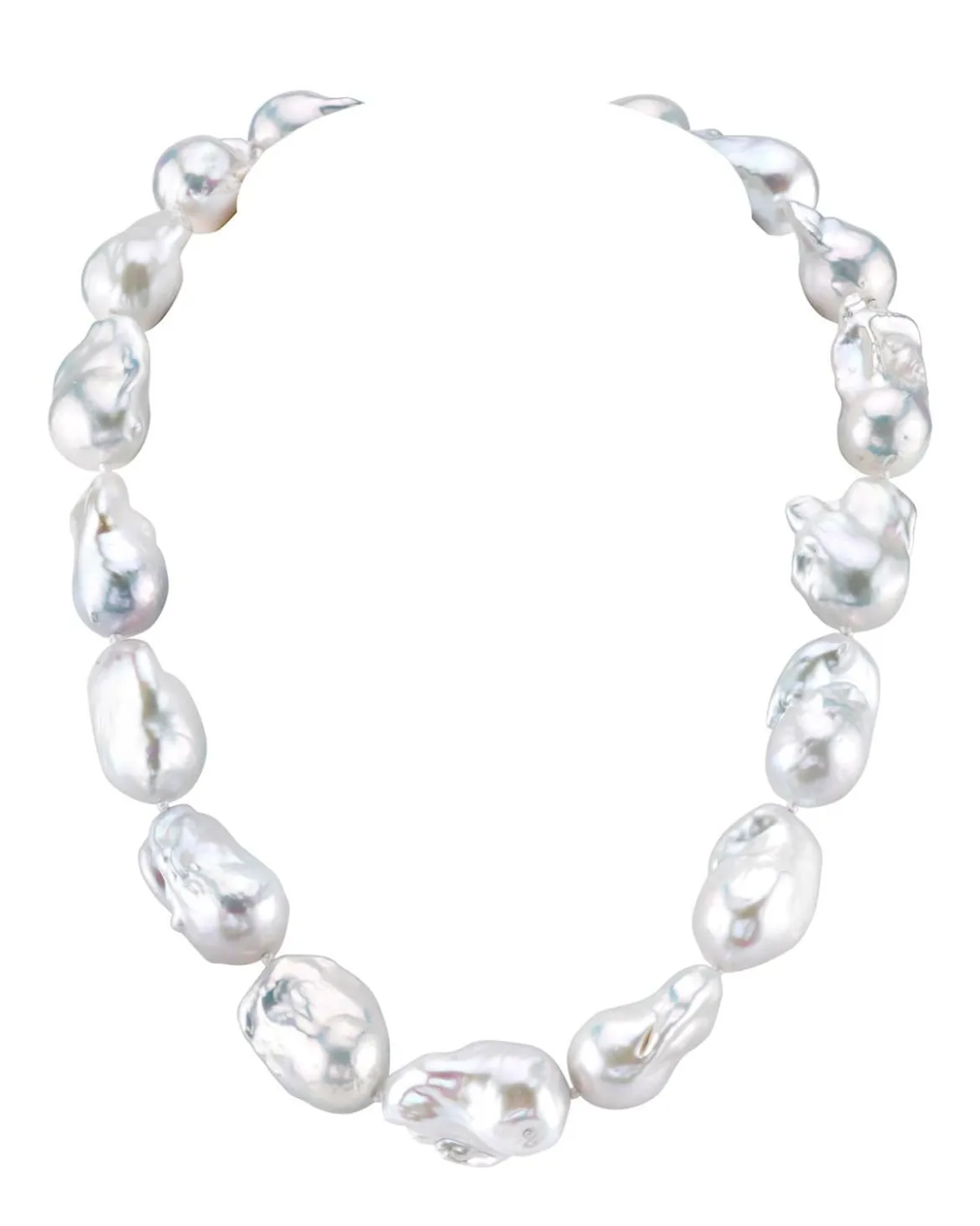 13-16mm White Baroque Freshwater Pearl Necklace - AAA Quality