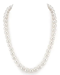 9-10mm White Freshwater Choker Length Pearl Necklace - AAAA Quality