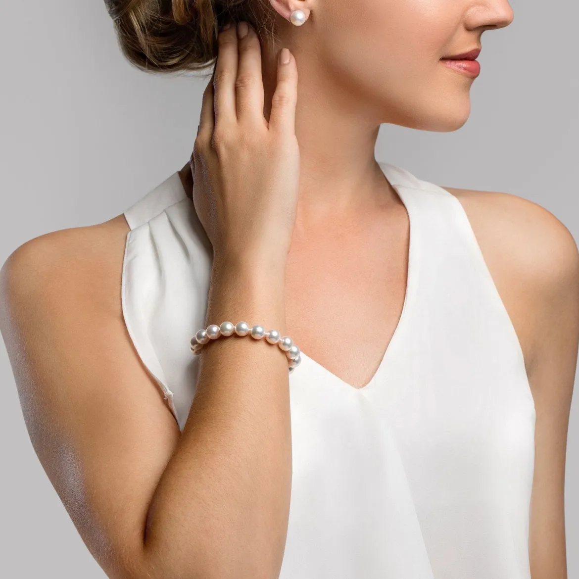 8.5-9.5mm White Freshwater Pearl Bracelet - AAA Quality