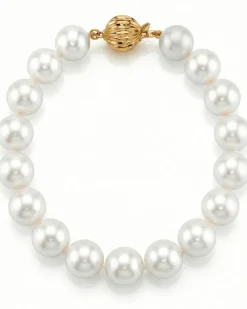 9.5-10.5mm White Freshwater Pearl Bracelet - AAAA Quality