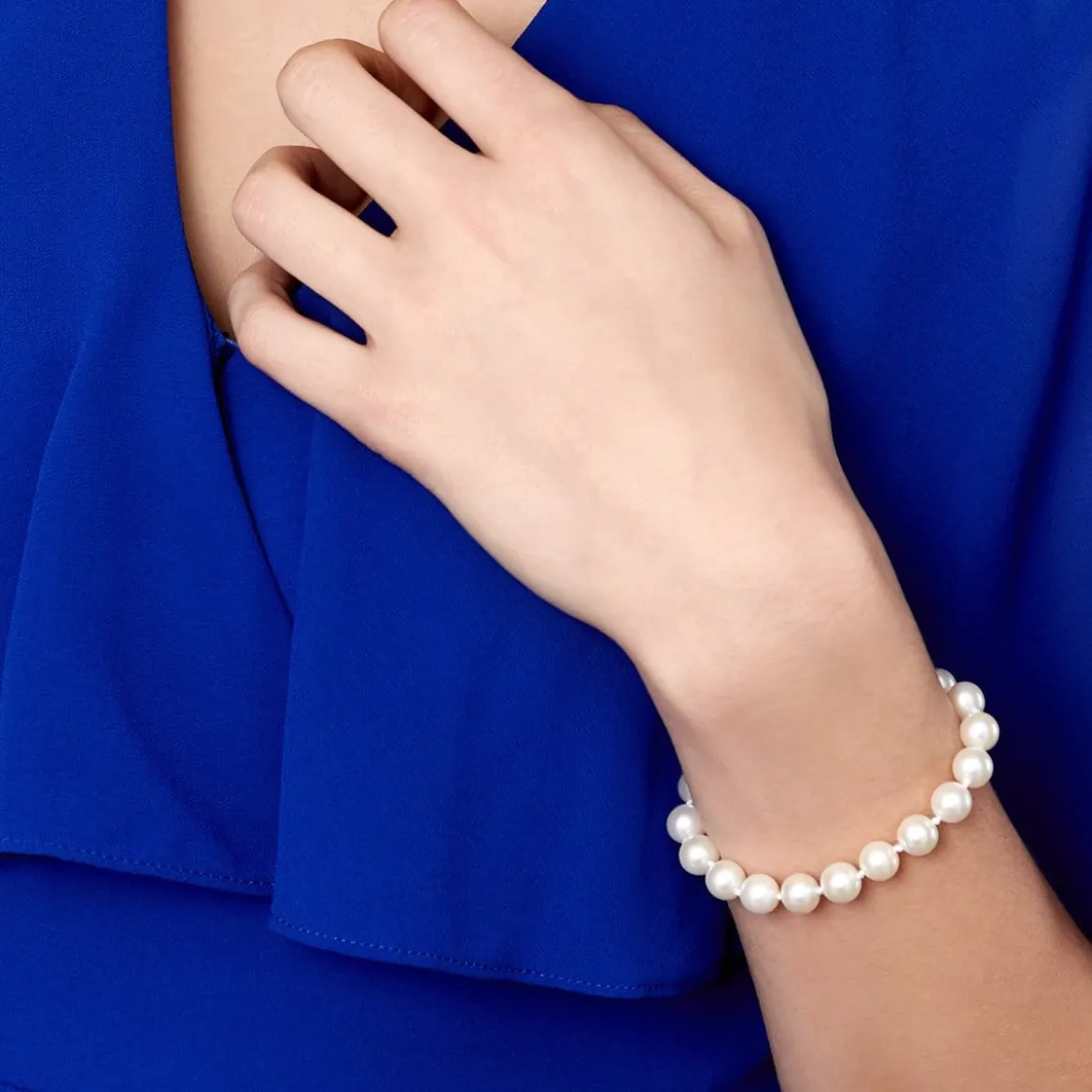 8.5-9.5mm White Freshwater Pearl Bracelet - AAAA Quality